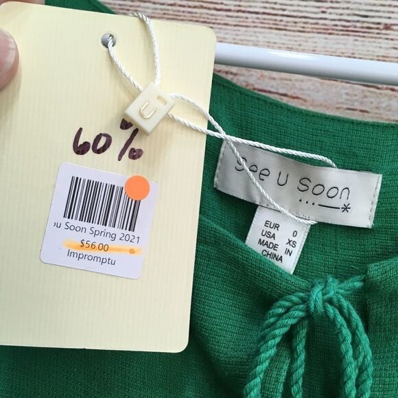 NEW WITH TAGS ANTHROPOLOGIE SEE U SOON TOP IN GREEN - Picture 5 of 7